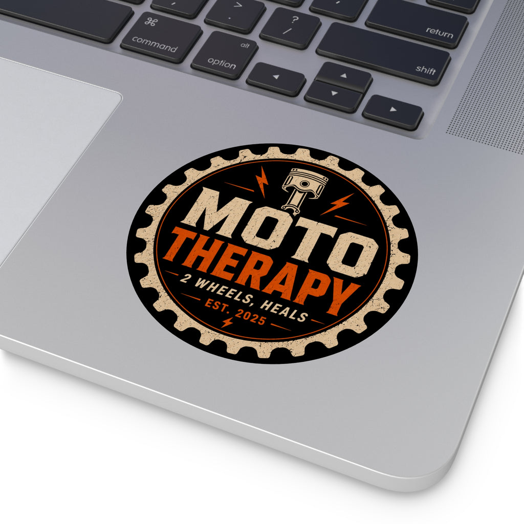 Moto Therapy Round Vinyl Sticker.