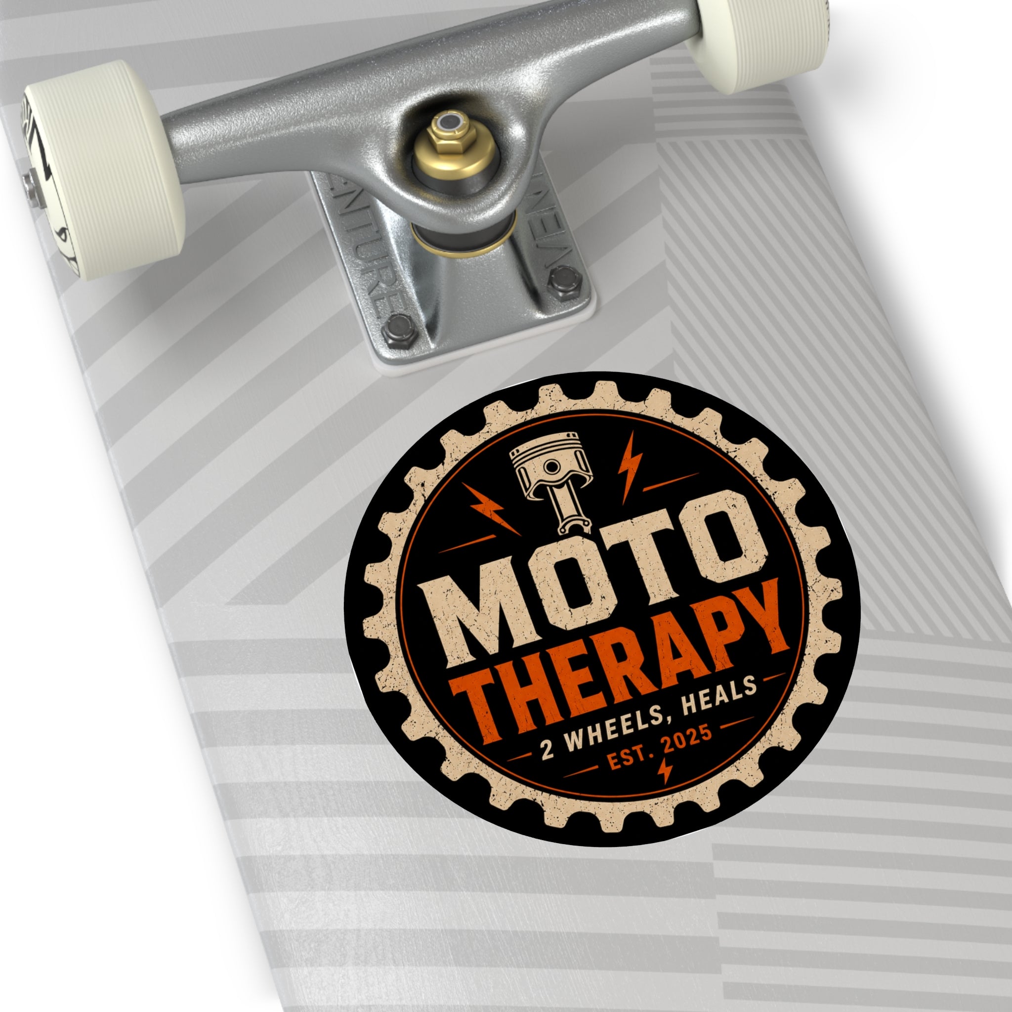 Moto Therapy Round Vinyl Sticker.