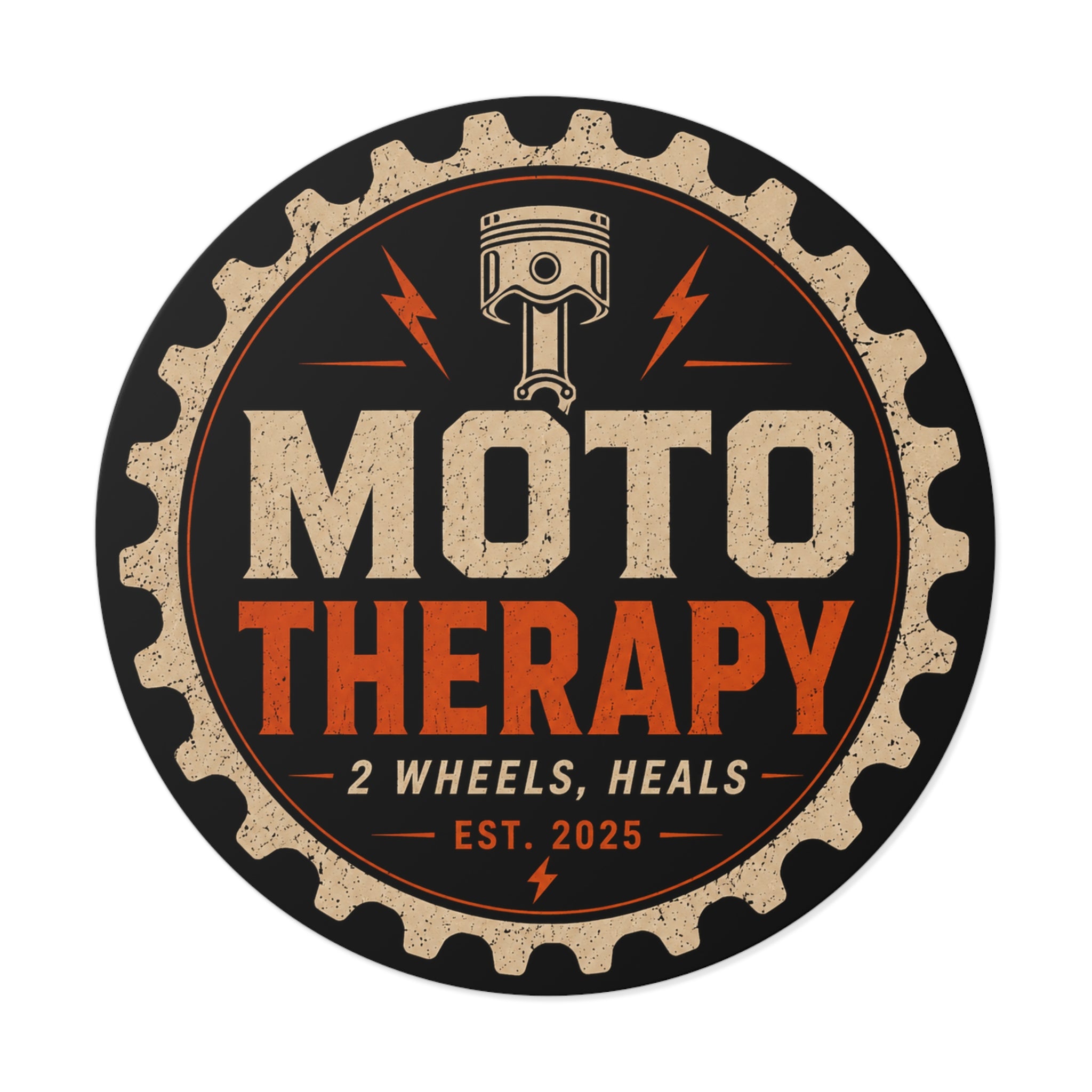 Moto Therapy Round Vinyl Sticker.