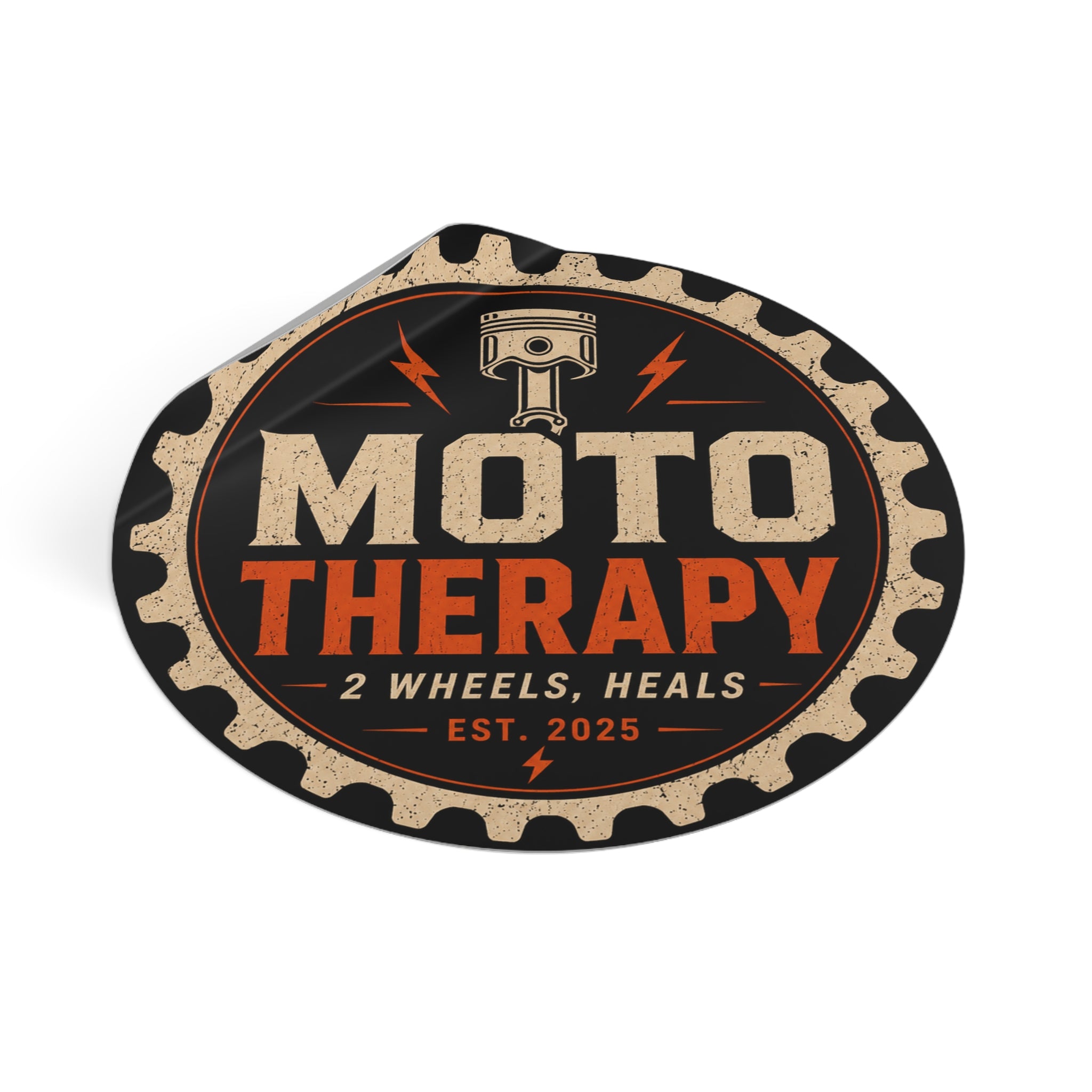 Moto Therapy Round Vinyl Sticker.