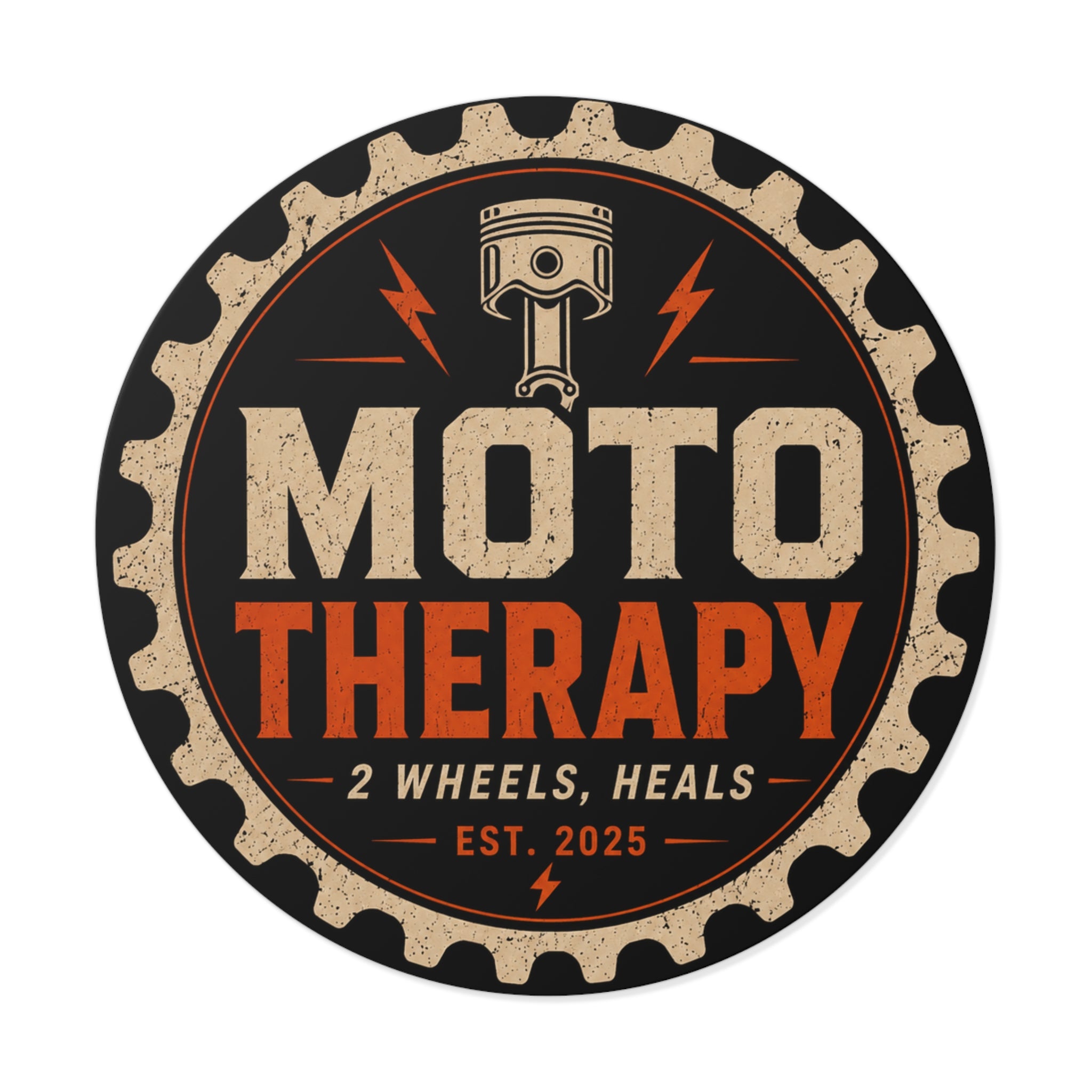 Moto Therapy Round Vinyl Sticker.