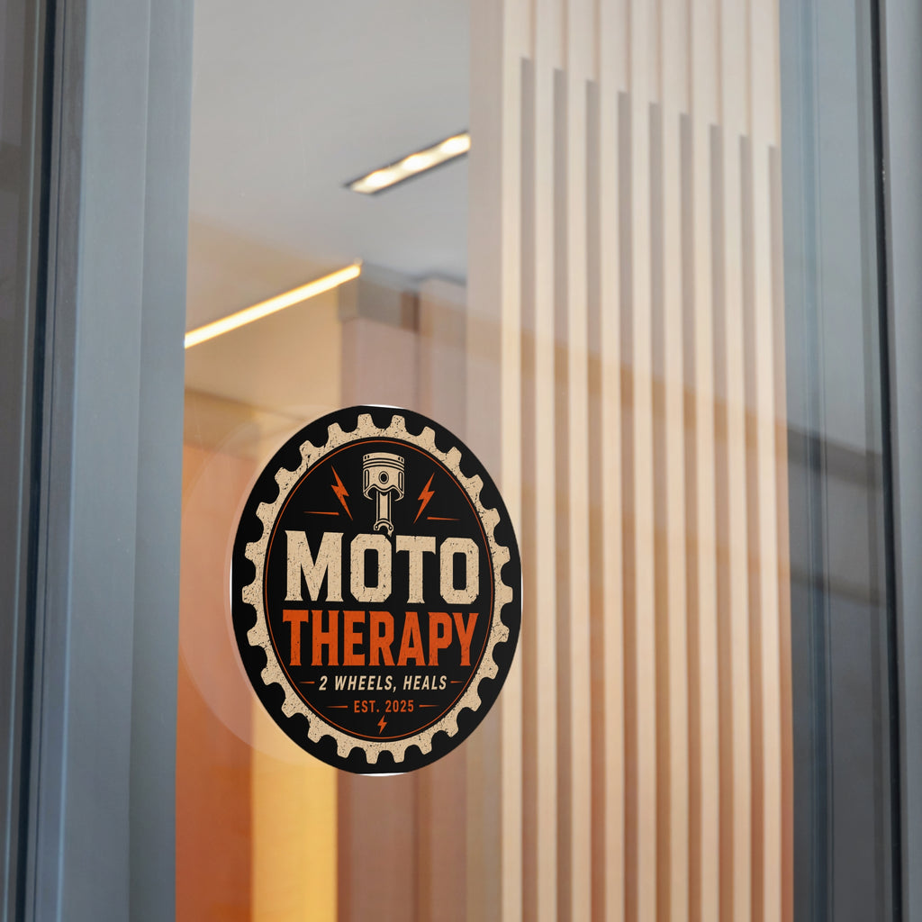Moto Therapy Round Vinyl Sticker.