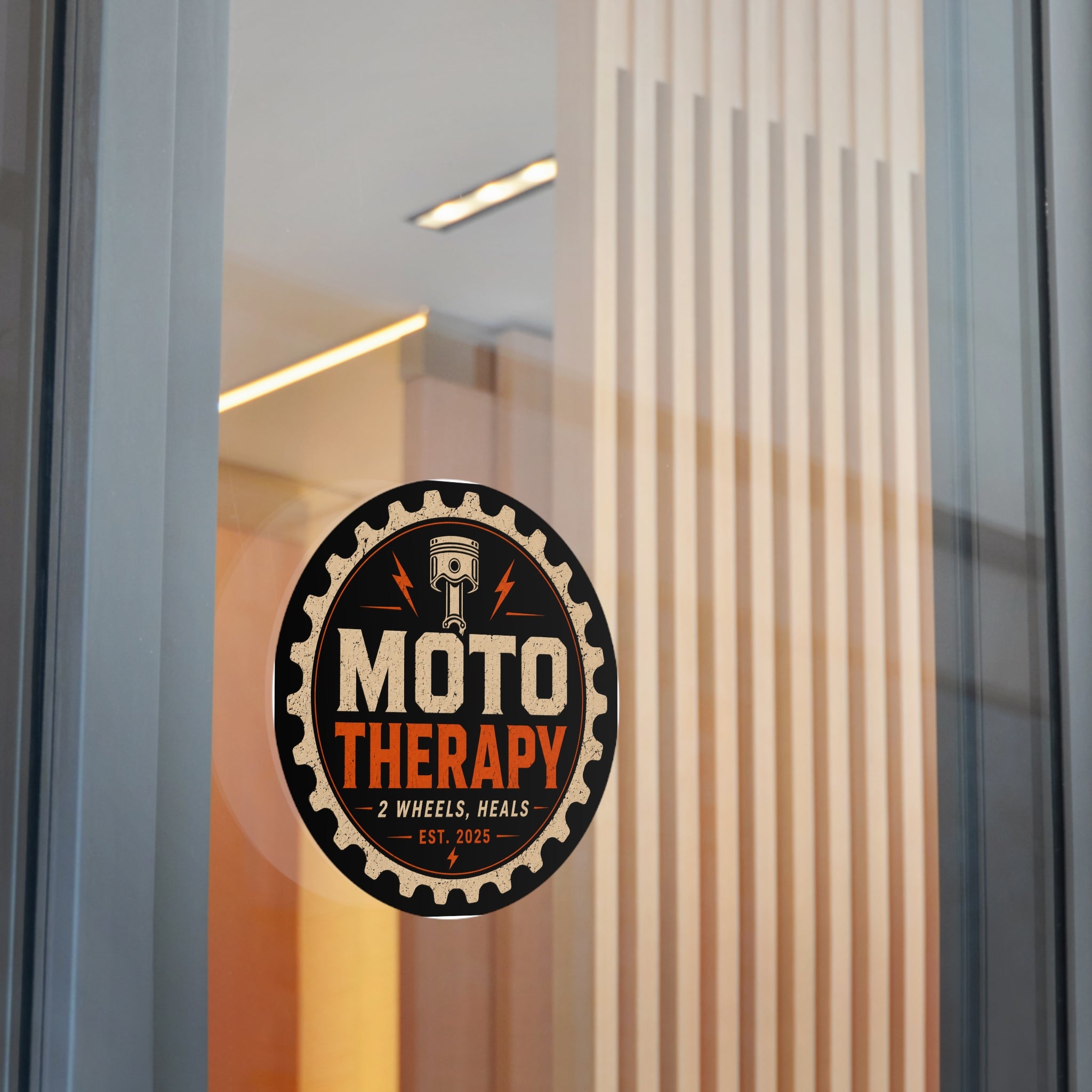 Moto Therapy Round Vinyl Sticker.