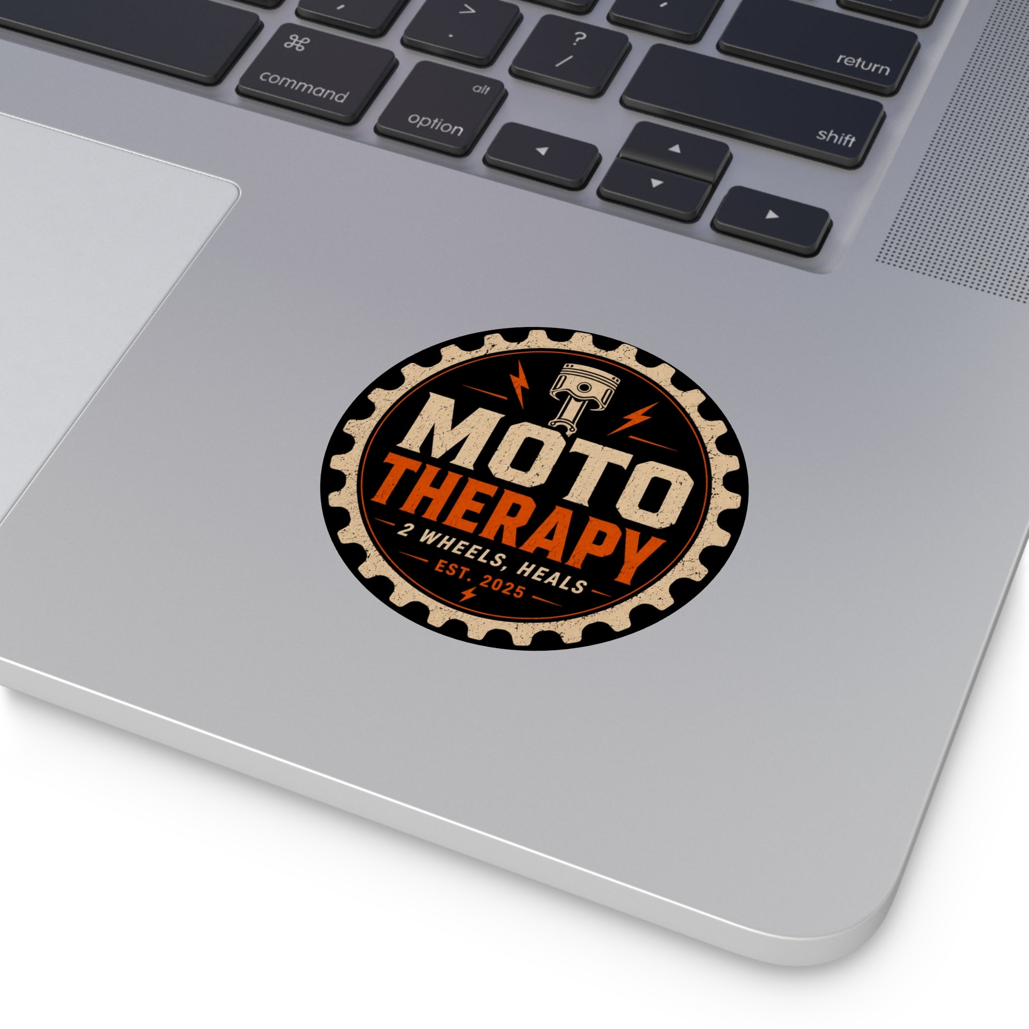Moto Therapy Round Vinyl Sticker.