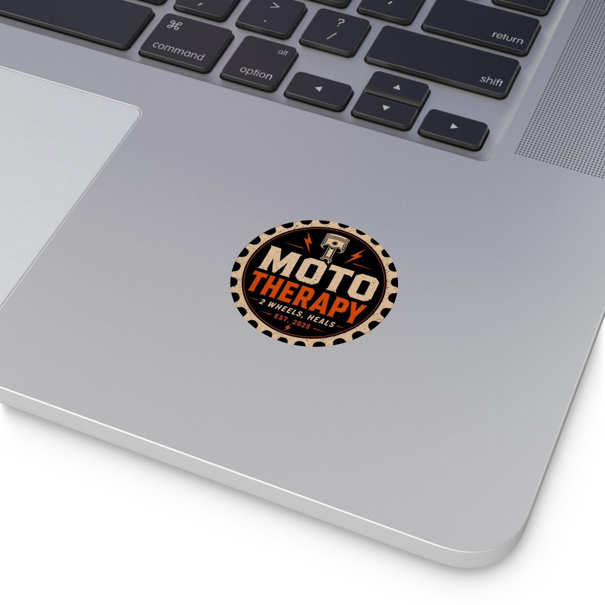 Moto Therapy Round Vinyl Sticker.