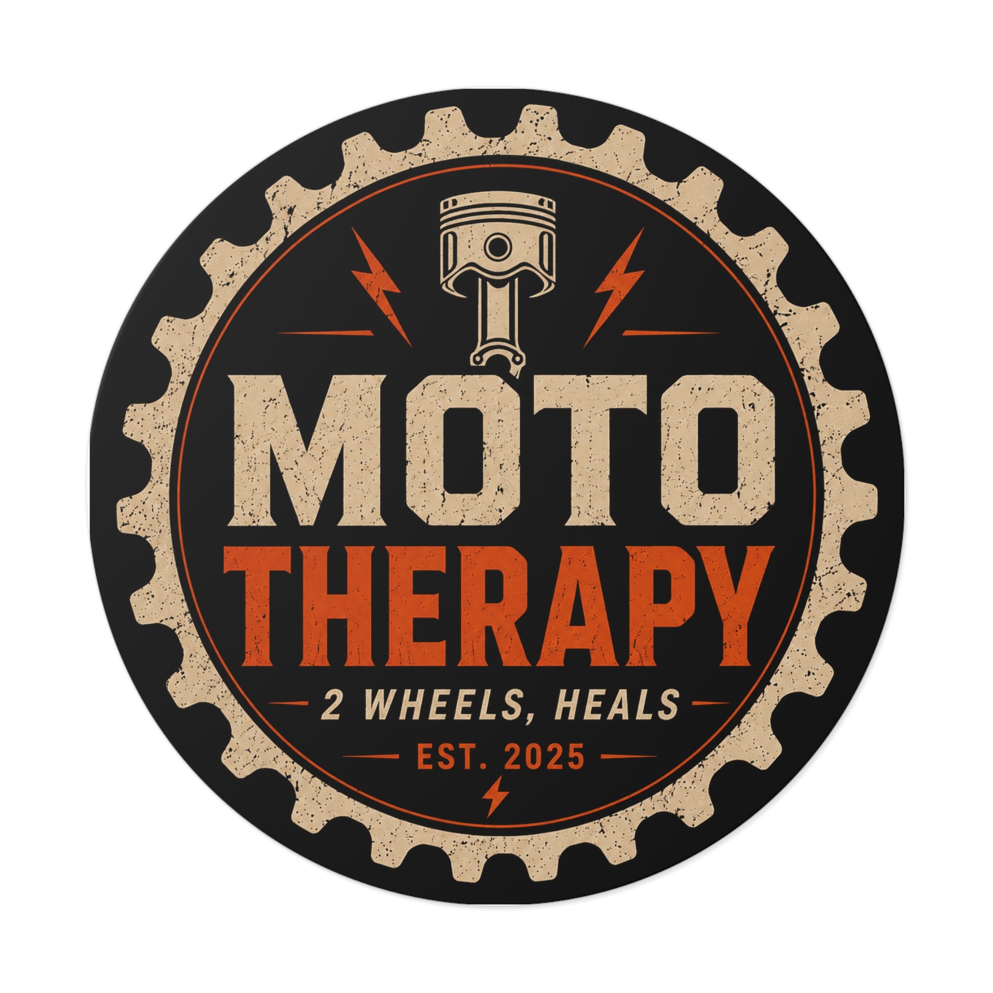 Moto Therapy Round Vinyl Sticker.