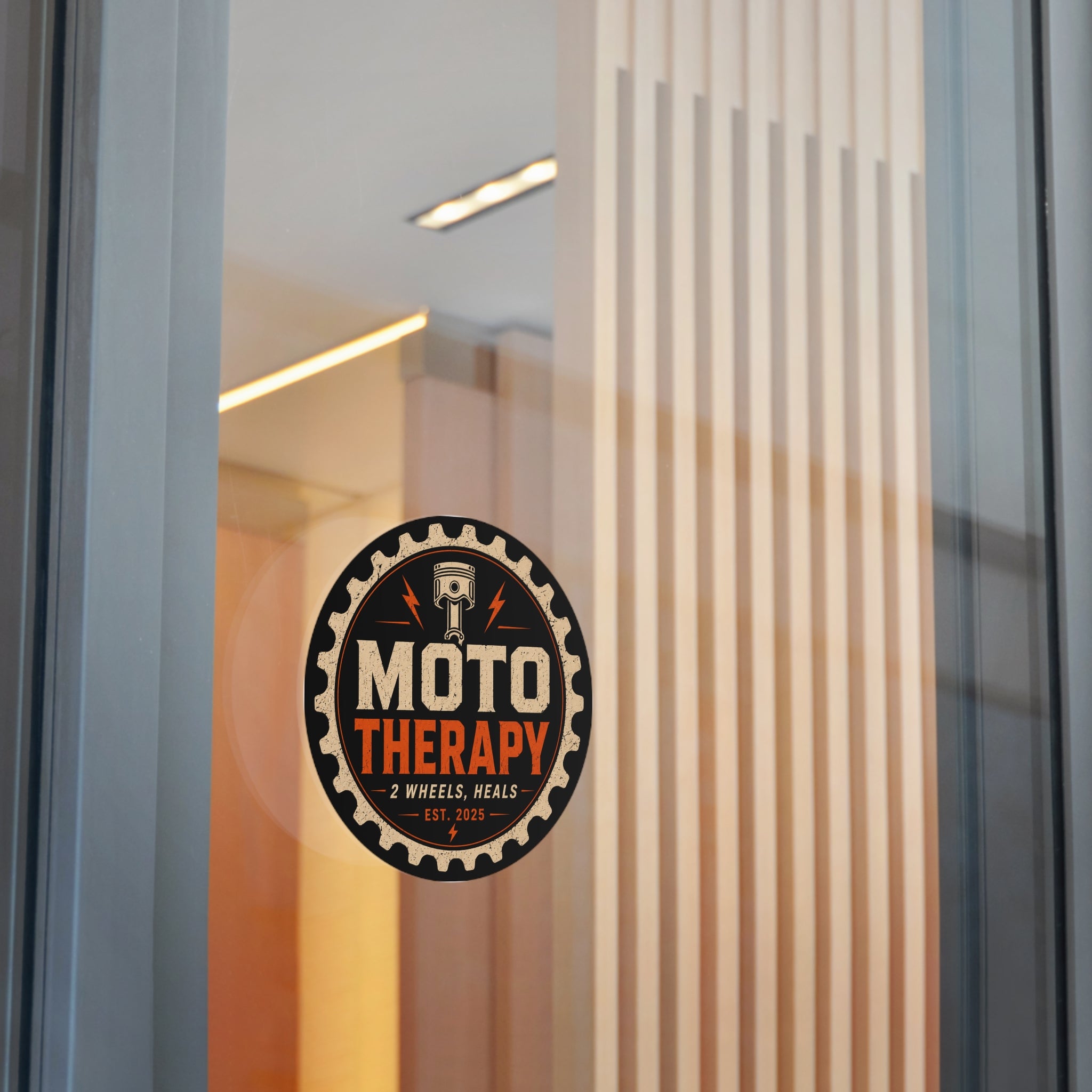 Moto Therapy Round Vinyl Sticker.