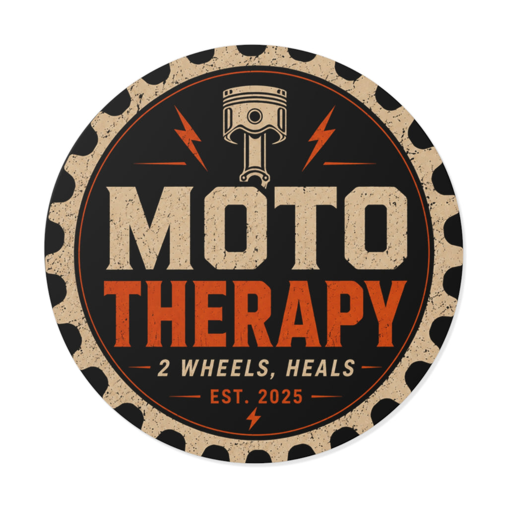 Moto Therapy Round Vinyl Sticker.