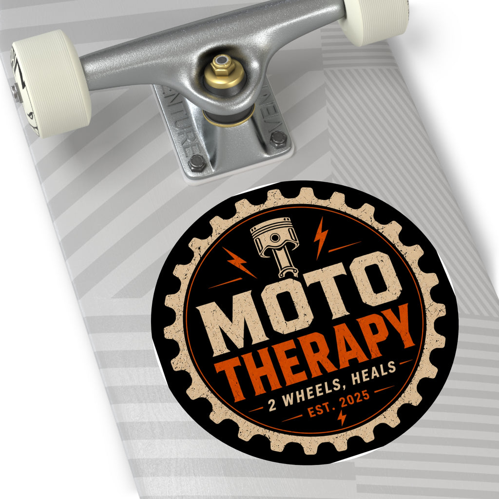 Moto Therapy Round Vinyl Sticker.