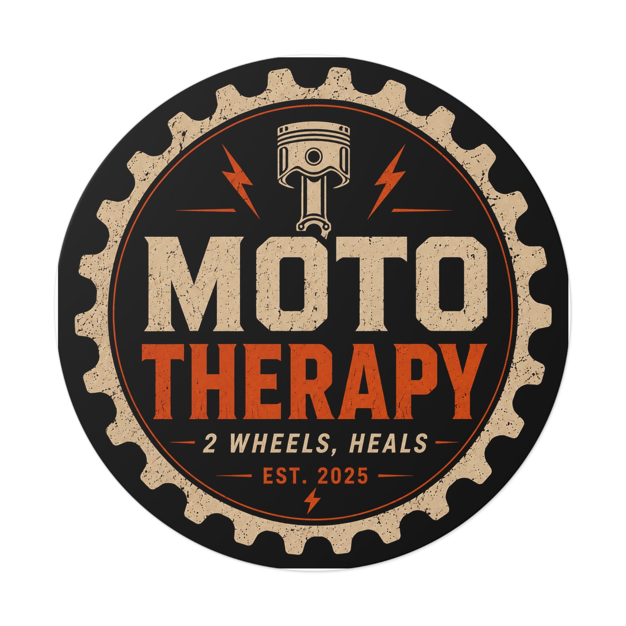 Moto Therapy Round Vinyl Sticker.